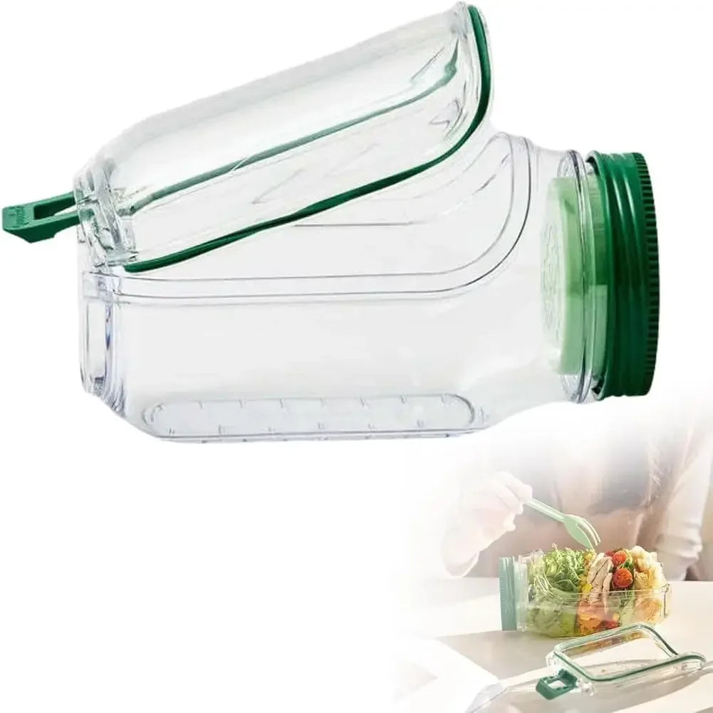 Salad Pod, Vertical Layering Salad Pod Built Plastic Salad Storage Jar, Food-grade BPA-free, Sealed Leak-proof, Transparent Jar